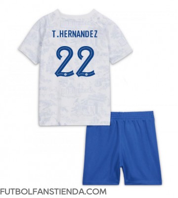 Francia Theo Hernandez #22 Segunda Equipación Niños Mundial 2022 Manga Corta (+ Pantalones cortos)